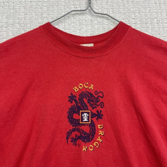 Y2K 2000s Boca Dragon Shirt Sz 5 Red Snowboarding Skate Tee - Picture 6 of 12